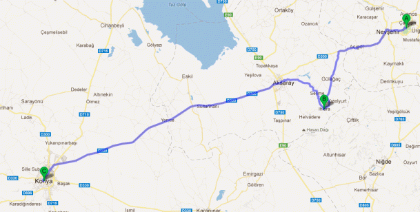 Con el desvío: Göreme-Ilhara-Konya (4 horas 47 minutos)